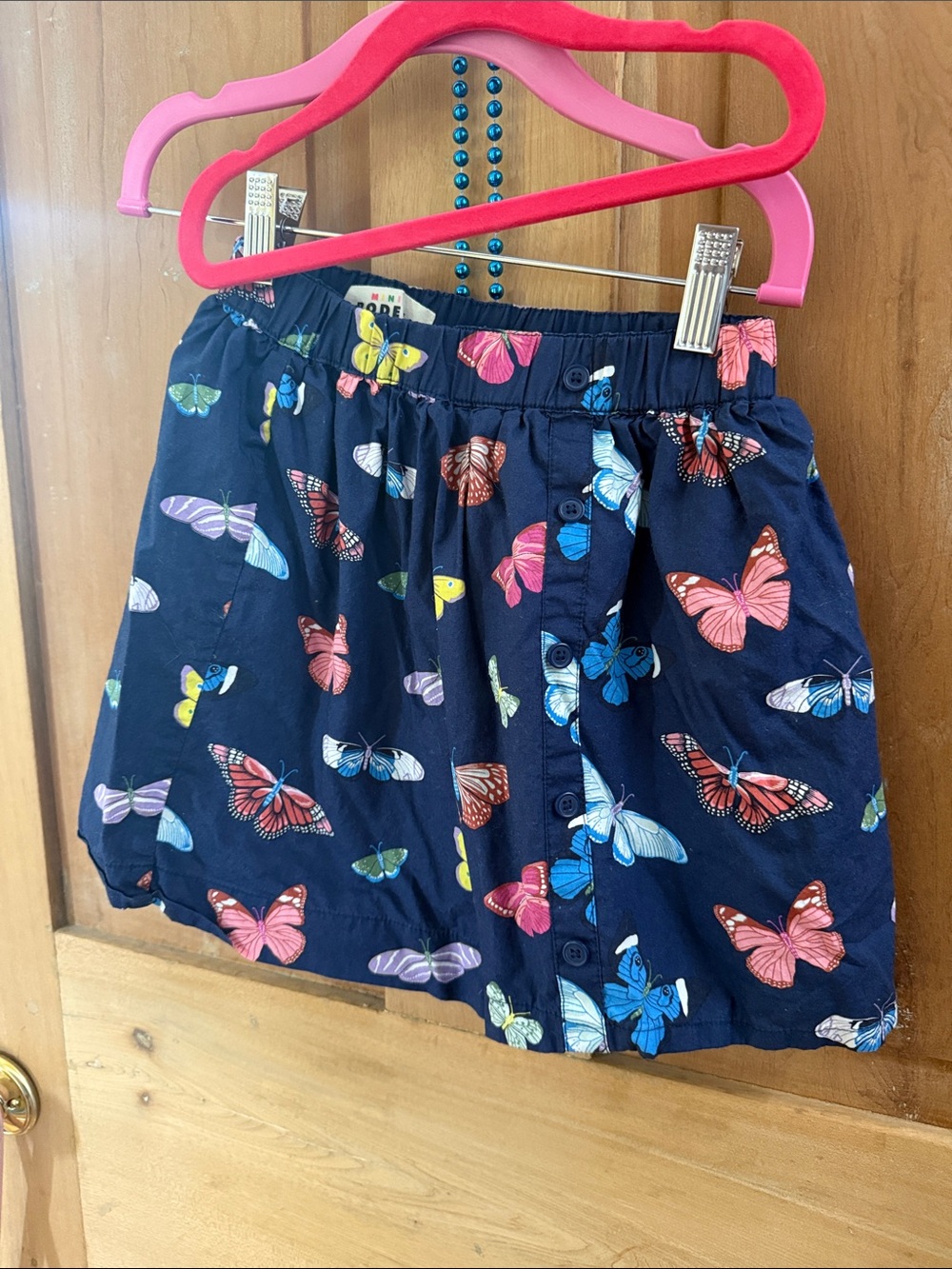 Mini Boden Butterfly Print Button-Front Skirt